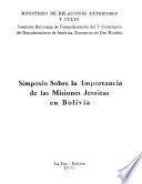 Simposio sobre la importancia de las misiones jesuitas en Bolivia