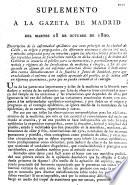 Suplemento a la gazeta de Madrid del martes 28 de Octubre de 1800 : Descripción de la enfermedad epidémica que tuvo principio en la ciudad de Cádiz ...
