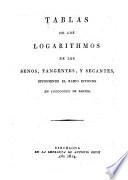 Tablas de los logarithmos de los senos