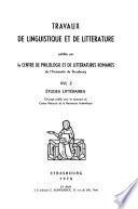 Travaux de linguistique et de littérature