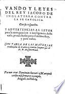 Vando Y Leyes Contra La Fe Catolica Con su respuesta Y Advertencias ... traduzidas de Latin en varias lenguas por B. de Cleremond