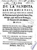 Vida de la bendita soror Maria Ragi beata de la tercera Orden de Penitencia del glorioso santo Domingo...