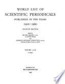 World List of Scientific Periodicals Published in the Years 1900-1960