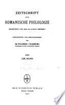 Zeitschrift Für Romanische Philologie