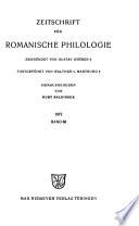 Zeitschrift Für Romanische Philologie